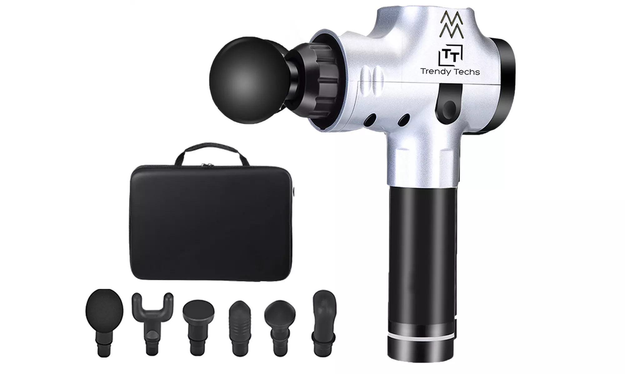 LAX Deep Tissue Percussion Handheld Massage Gun with 6 Interchangeable Heads - Second Medium