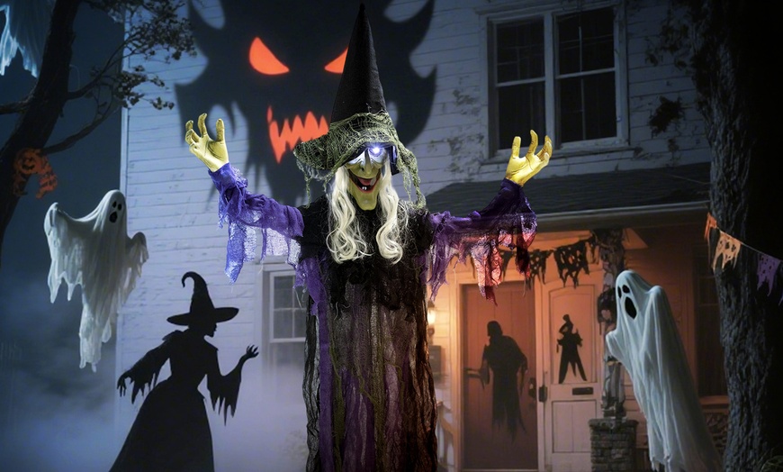 Image 31: Outsunny Voice Activated Halloween Animatronics Witch