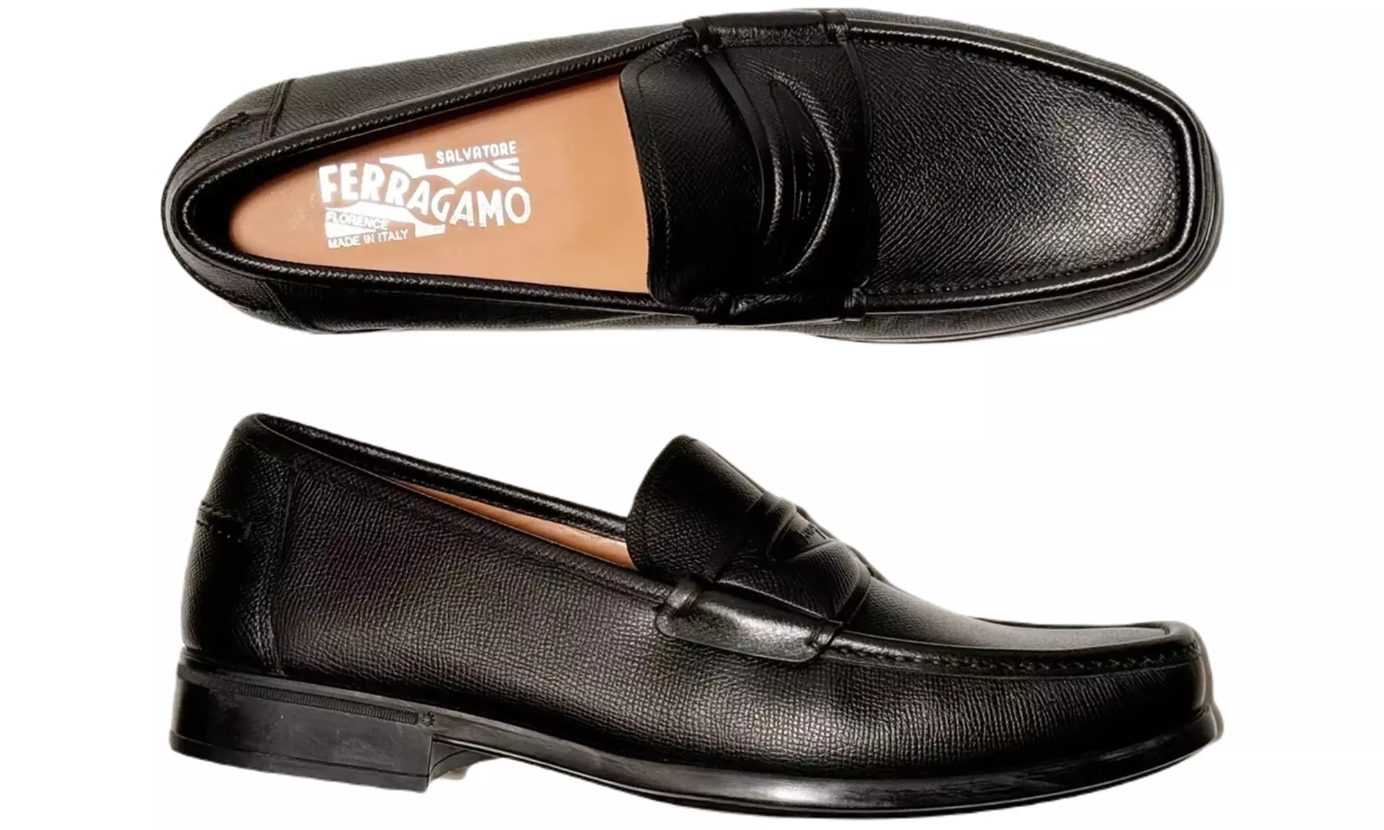 Ferragamo Men's Designer Leather Loafers | Penny Style Slip-Ons