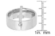 Ladies Stainless Steel Our Father English Prayer Band Ring With Cross Charm - Second Medium