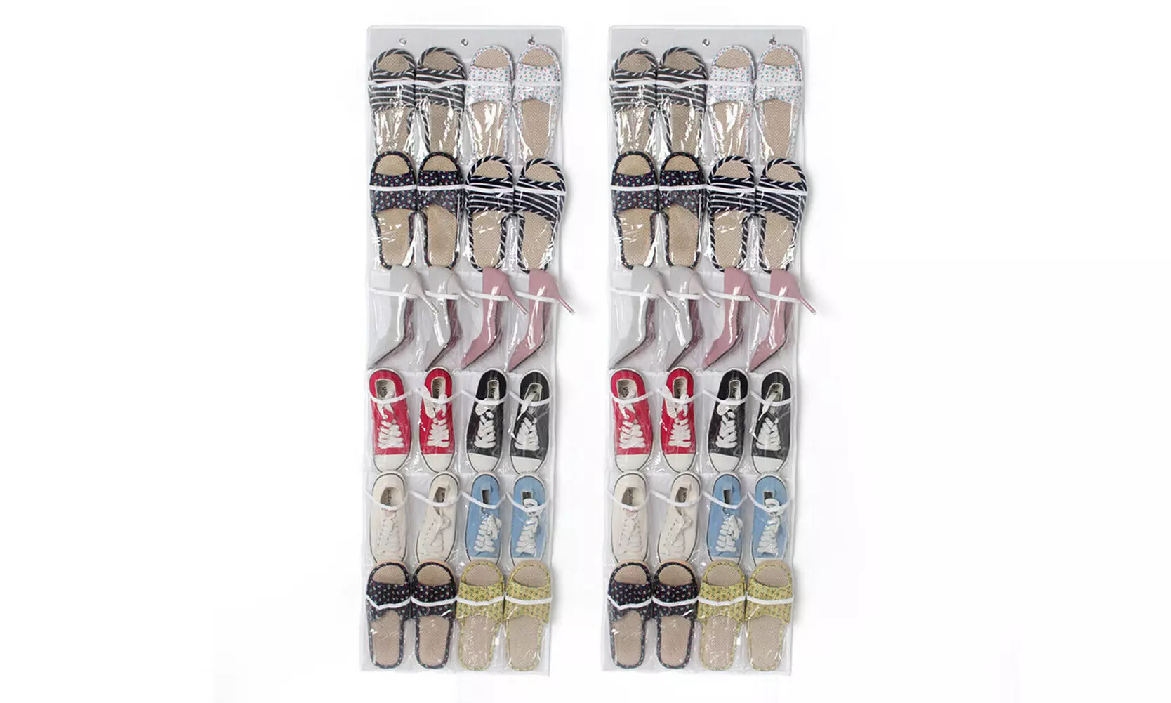 1-2 Pack 24 Wide Pockets Over the Door Shoe Organizer Hanging Shoe Holder