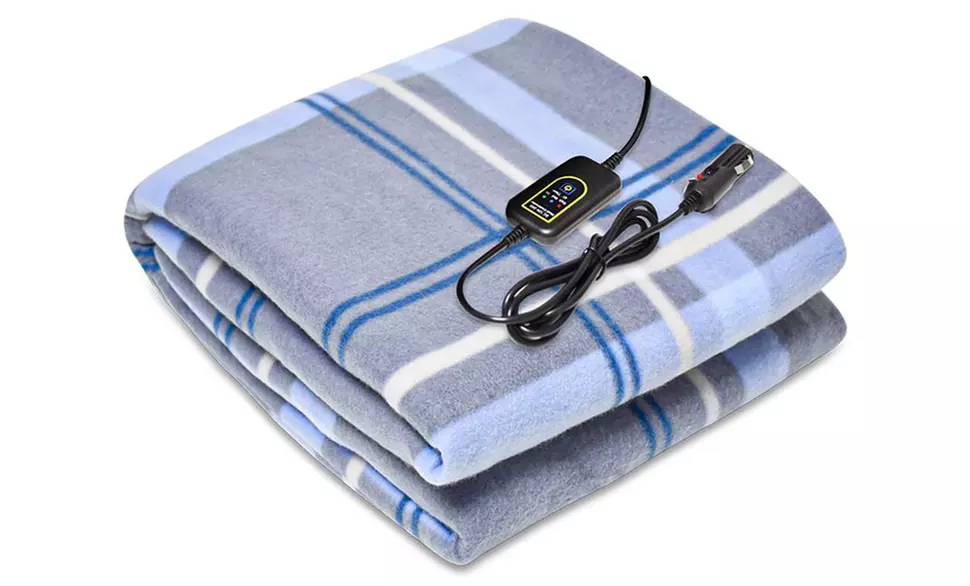 12V Heated Fleece Car Blanket With Controller For Timer and Heat Levels