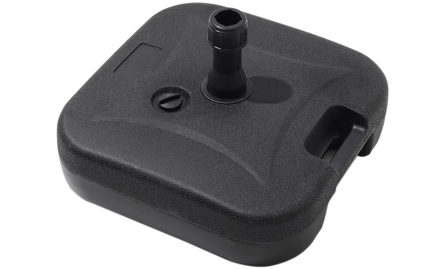 Image 36: Large 3m Black Rotating Outdoor Parasol with Multiple Base Styles