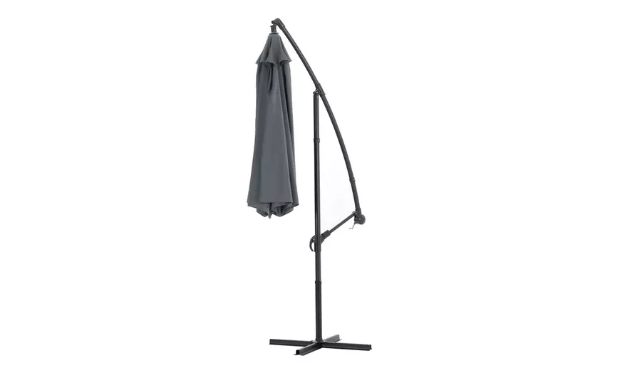 Image 22: Large 3m Grey Cantilever Parasol with Multiple Base Styles 