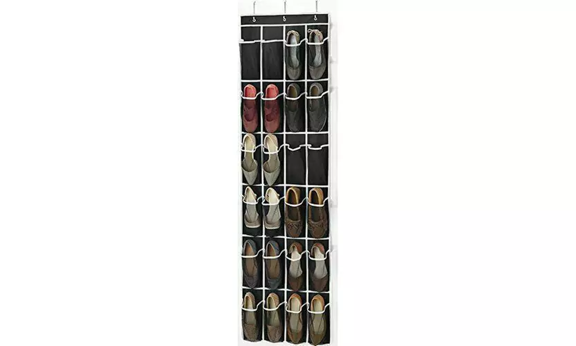 1-2 Pack 24 Wide Pockets Over the Door Shoe Organizer Hanging Shoe Holder
