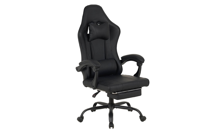 Image 9: Silla gaming ergonómica negra con función de masaje