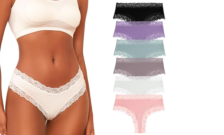 Image 2: 1 oder 2x 6er-Pack Damen-Hipster aus Baumwolle mit Spitze