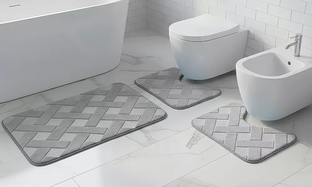 Lot de 3 tapis de bain à mémoire de forme Square