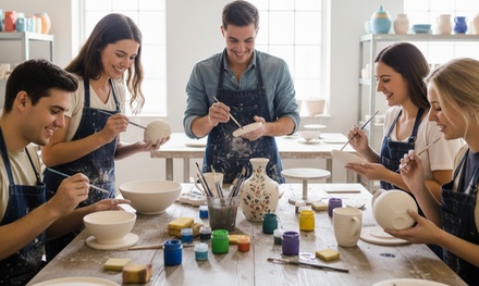Para 1 persona: Taller a elegir (Pintura de tazas, bolsas Tote, cuadros o cerámica secado al aire), picoteo y bebida - Alma and Arte