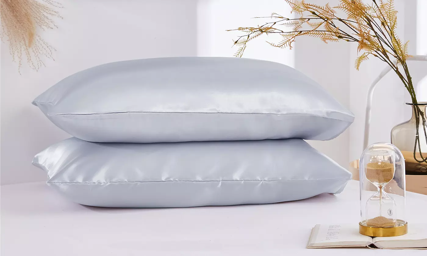 2 Pack Soft Satin Pillowcase Pillow Case Cushion Cover Queen King Size