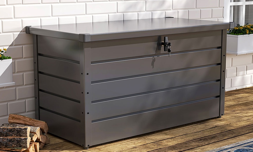 Image 1: 350L Lockable Outdoor Steel Storage Box