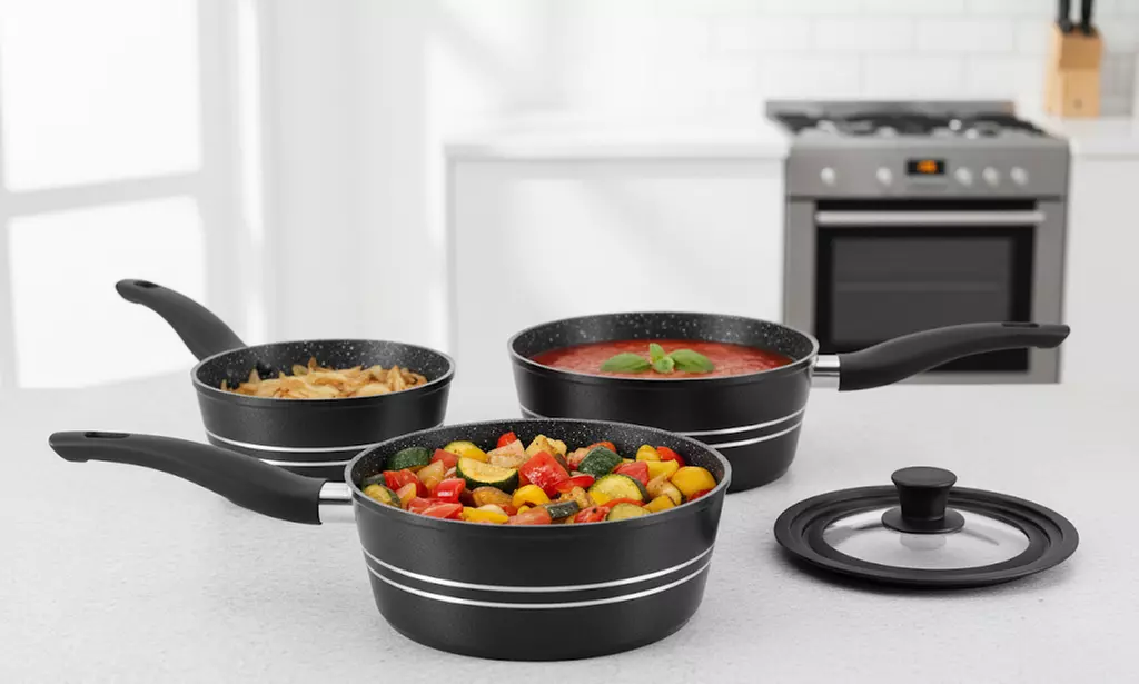 Royalty Line 2er- oder 3er-Set Gussaluminium-Kasserollen in Schwarz oder Silber - Primary Image