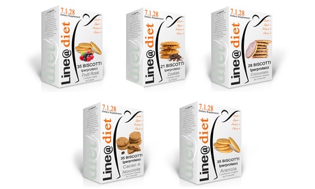 Fino a 8 confezioni di biscotti dietetici iperproteici Line@Diet disponibili in diversi sapori