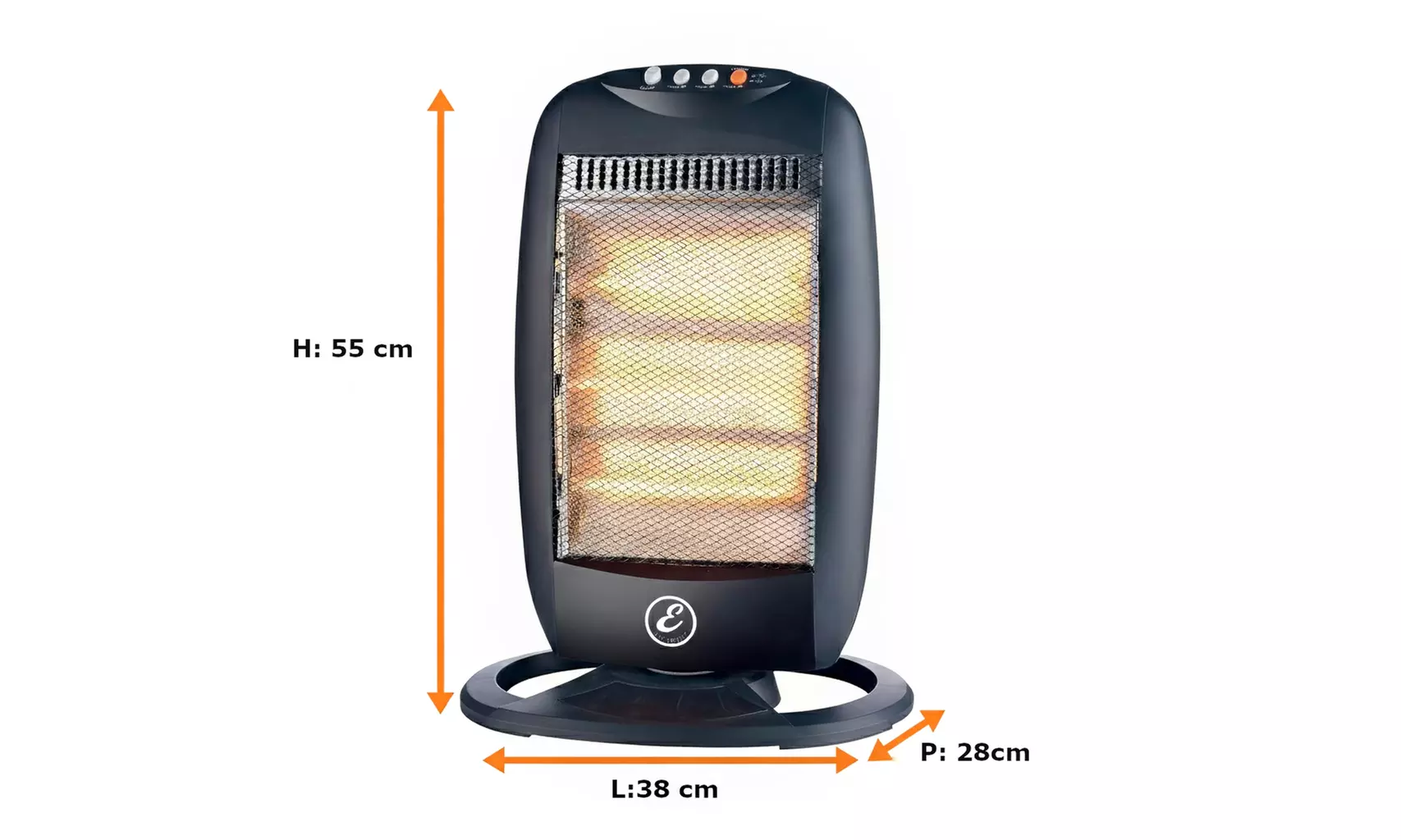 Stufa alogena pieghevole da 800 o 1200 W a basso consumo