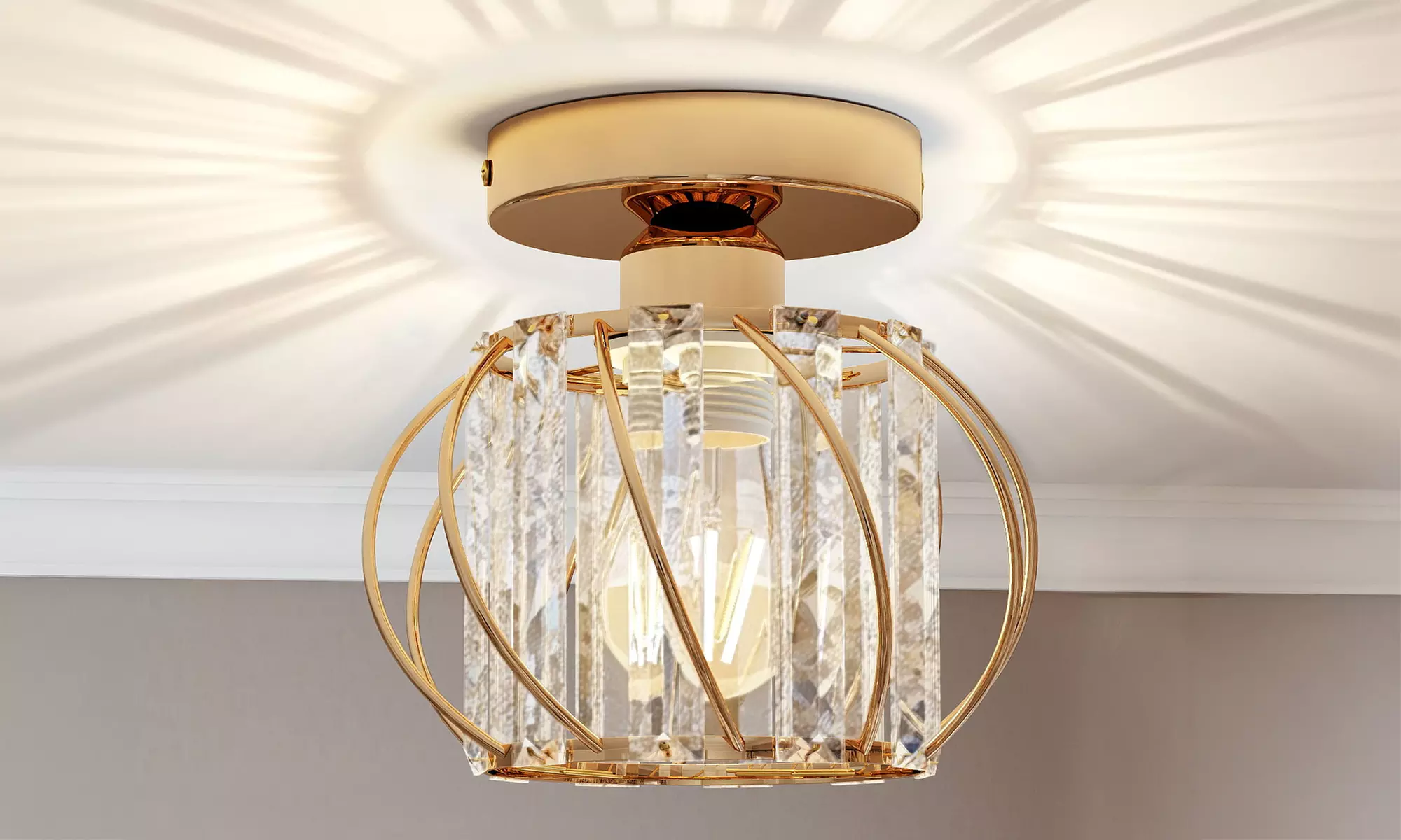 Emitto Crystal Semi-Flush Ceiling Light with 1-Light & 3-Light Options