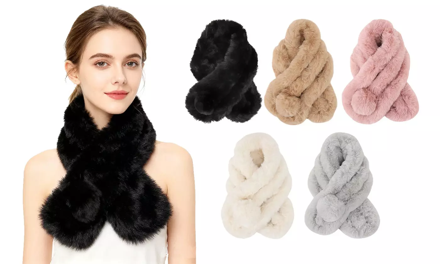 Women Fur Collar Scarf Warm Winter Scarves Neck Warmer