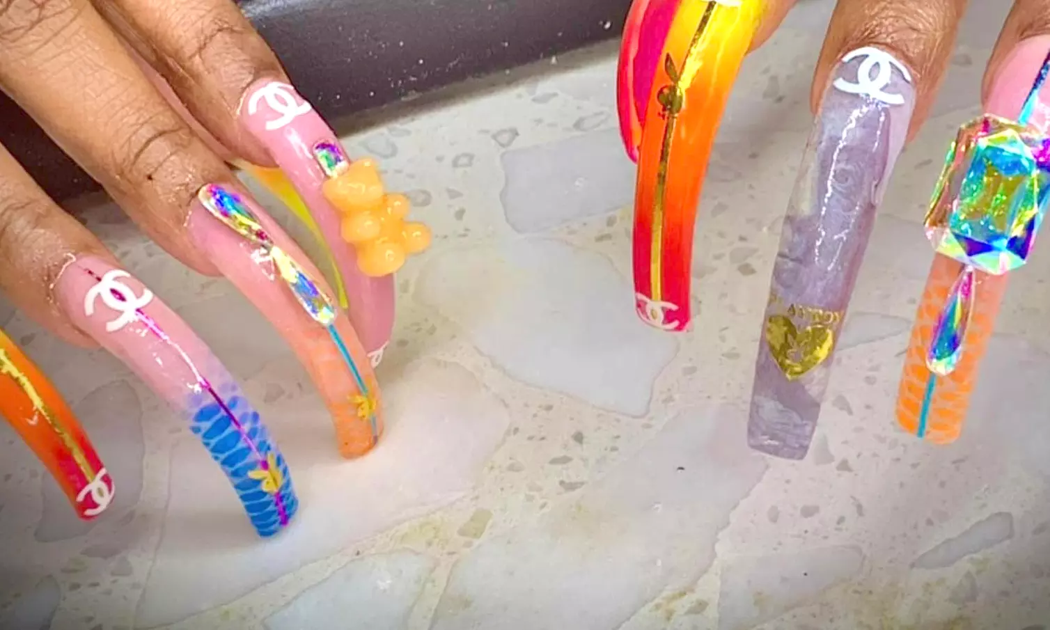 Holiday Freestyle Nails, Freestyle Regular Designs, Full Set Gel/ Shellac, Acrylic Toes ( Up to 55% Off ) - Primary Image