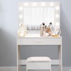Image 1: White Dressing Table Makeup Desk With Stool and LED Lights