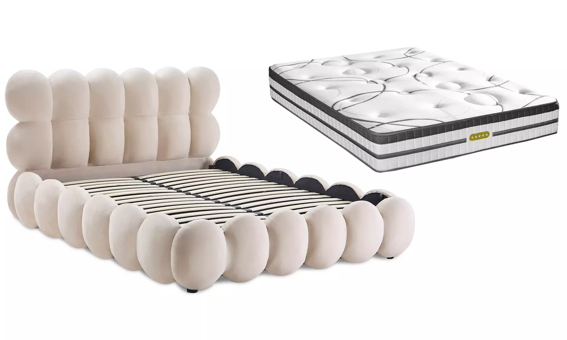 Lit coffre "Megève" en velours, matelas en option, Maison Aubertin