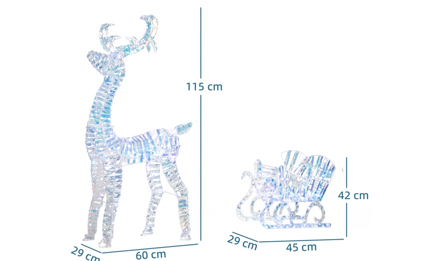 Image 7: Outsunny Lighted Christmas Reindeer and Sleigh with 170 LEDs