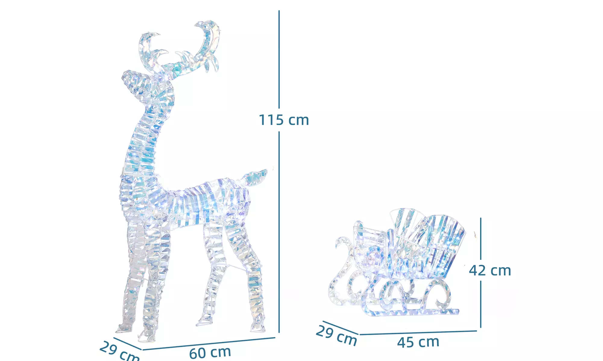 Outsunny Lighted Christmas Reindeer and Sleigh with 170 LEDs - Image 7