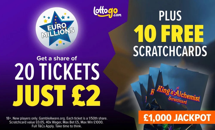 Image 1: Get a share of 20 EuroMillions Tickets for £2* + 10 Free Scratchcards