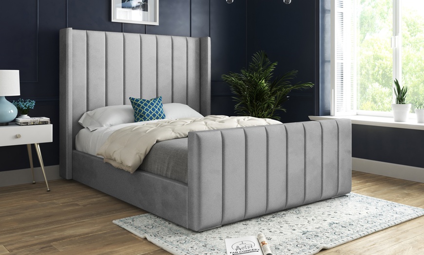 Image 4: Oxford Upholstered Soft Touch Plush Velvet Bed Frame