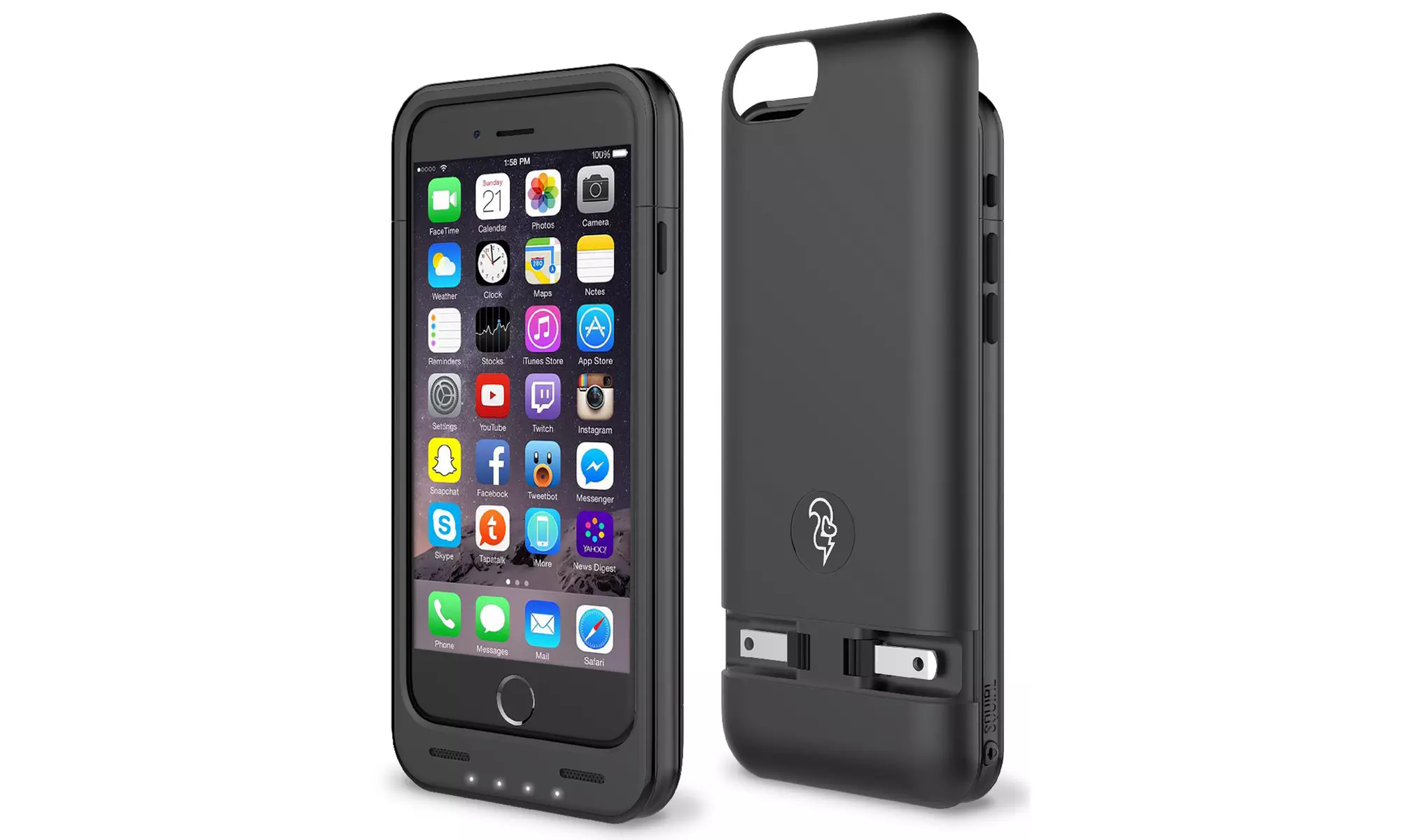 Apple MFI Certified Extended Battery Case Juice Pack for iPhone 6/6S with Built-In Plug charger by Squirl - Second Medium