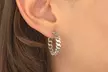 Italian 925 Sterling Silver 18MM Curb Hoop Earrings Stamped 925 - Second Medium