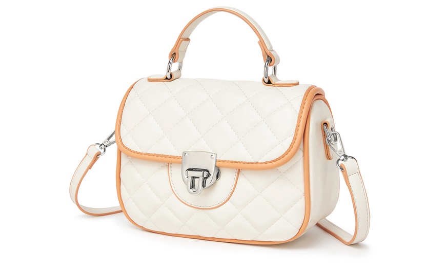 Image 3: Miss Lulu Practical Quilted PU Leather Crossbody Handbag