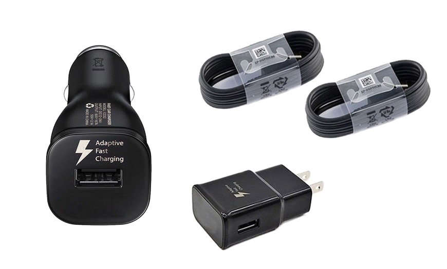 Image 1: USB Type C Cables Adaptive Fast Dual Car Wall Charger for Samsung Galaxy S8 S9 