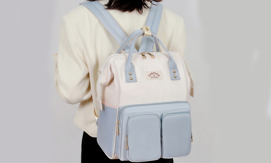 Image 8: Water-Repellent Large Diaper Backpack