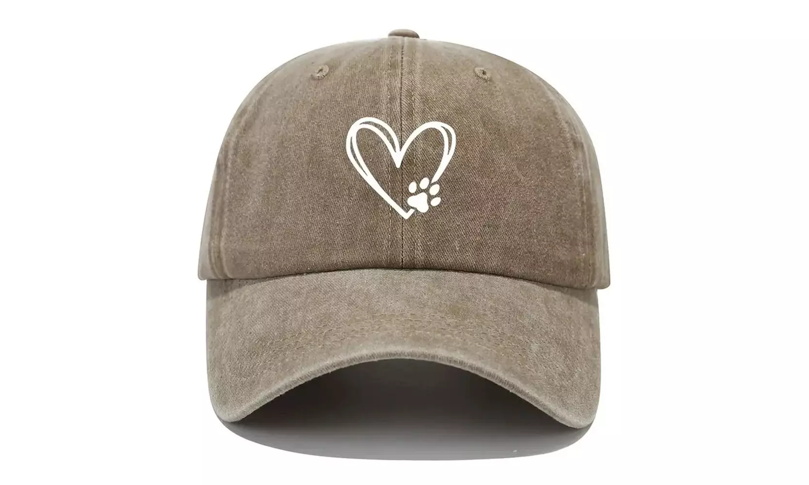 Vintage Washed Heart Paw Print Baseball Hat