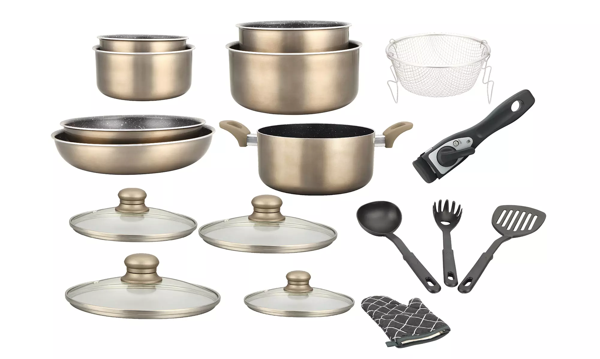 Batería de cocina con mango desmontable, de Herzberg