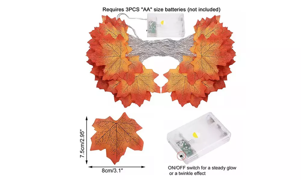 ItBelongs2U Fall Maple Leaf Style String Lights for Halloween Christmas Party