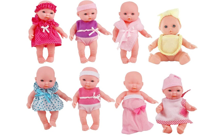 Image 8: Deao Set of 8 Mini 5'' Baby Dolls with Accessories