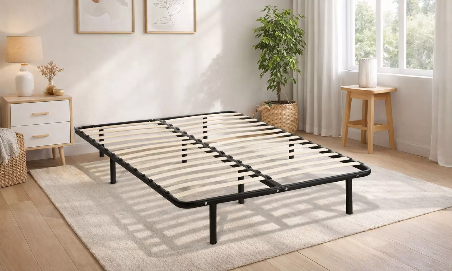 Sommier SomKit en métal, cadre à lattes flexibles, pieds inclus, solide et stable pour un excellent maintien - Primary Image