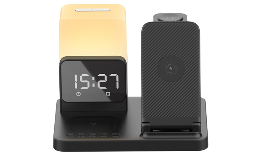 Image 3: TODO Wireless Phone Charger Alarm Clock LED Lamp 15W Fast Charge