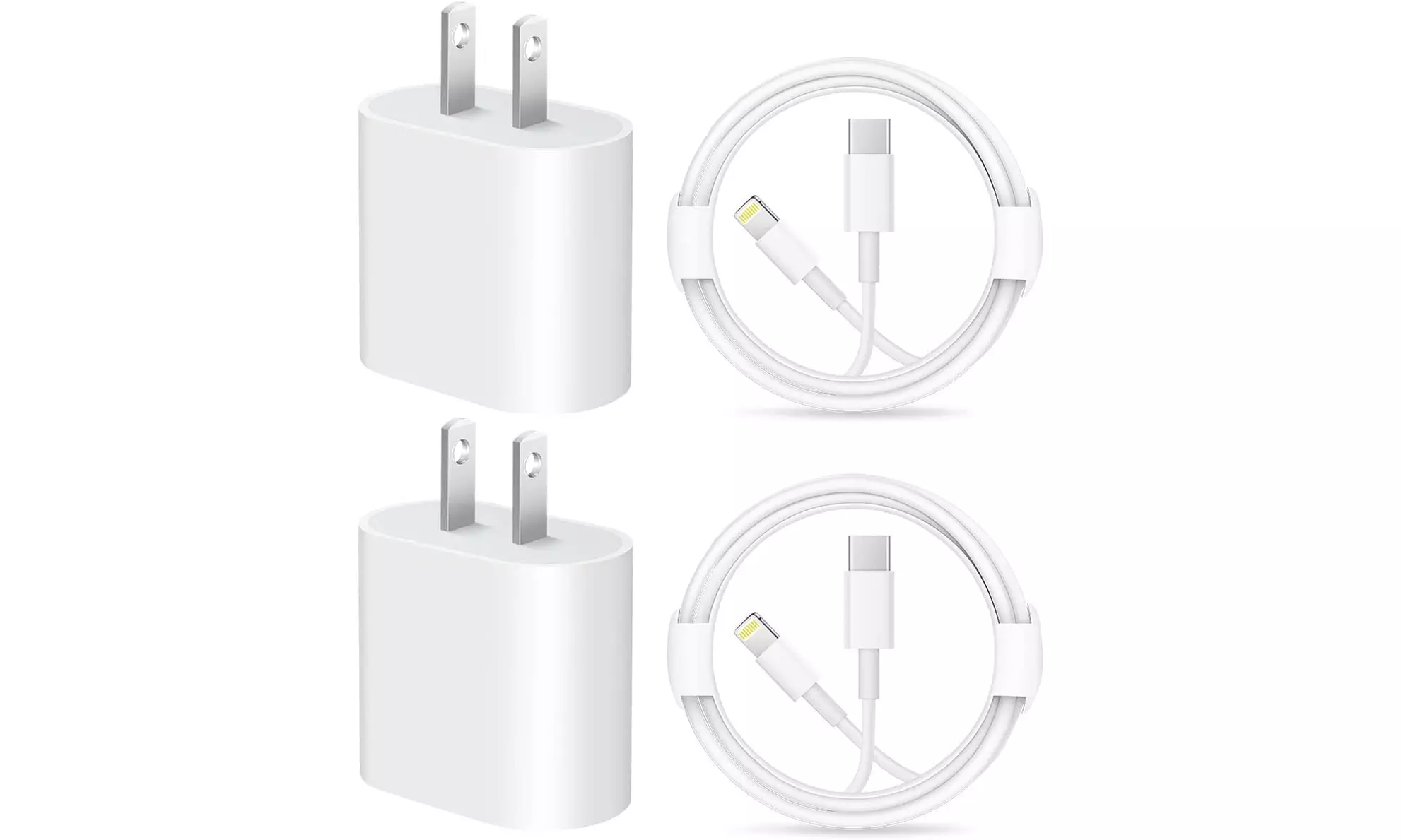 iPhone 12 13 Fast Charger Lightning Cable and 20W USB-C Power Adapter (2-Pack)
