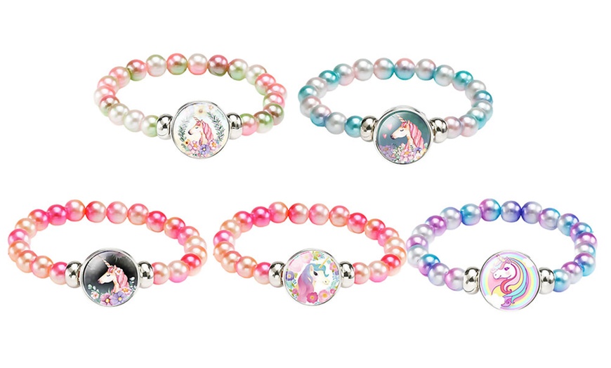 Image 1: Girls Unicorn Beads Bracelets