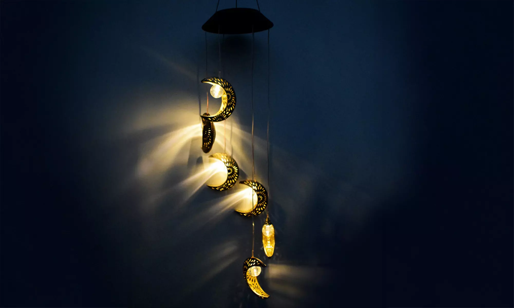 Solar Wind Chimes Outdoor Garden Waterproof Metal LED Hanging Chime Decor