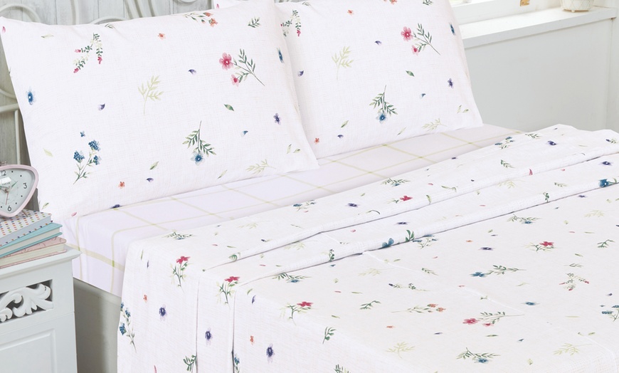 Image 5: Brushed Cotton Meadow Floral Bedding - Duvet Set or Bed Sheet Set