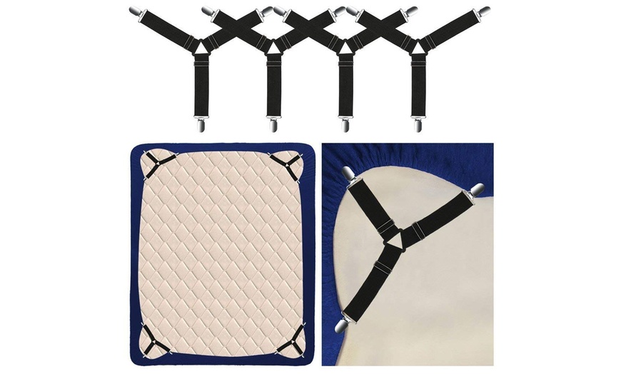 Image 2: 4pcs Triangle Bed Sheet Mattress Holder Fastener Grippers Clips Straps Suspender