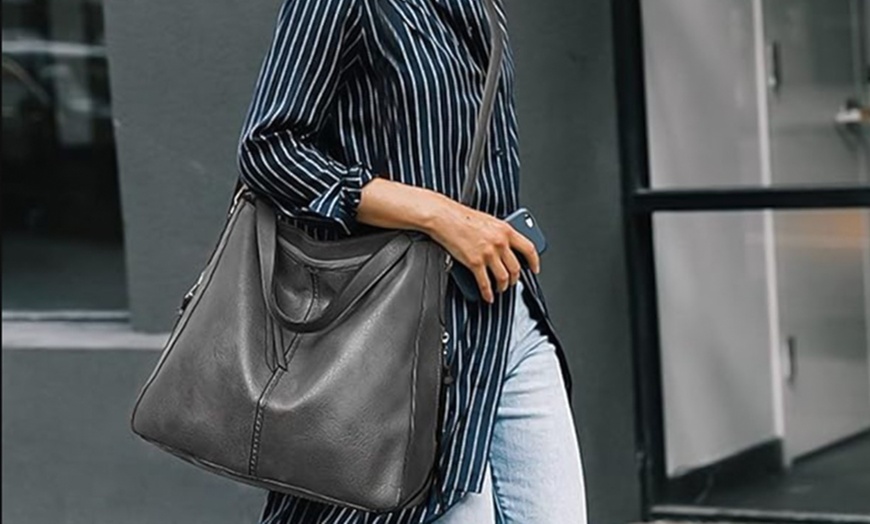 Image 5: Borsa a mano, borsa a tracolla e portafoglio in pelle sintetica