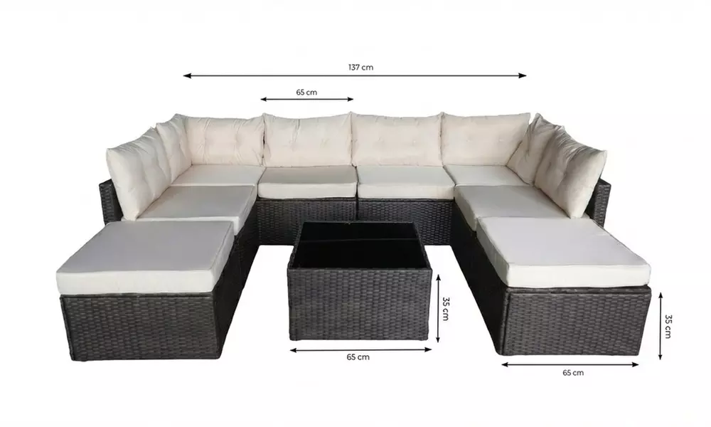 Salon de jardin Kocoon 8 places, modèle "Lola", en résine tressée