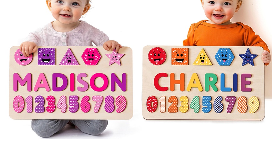 Image 6: Personalized Wooden Name Puzzle Board by Justyling Up to 81% Off