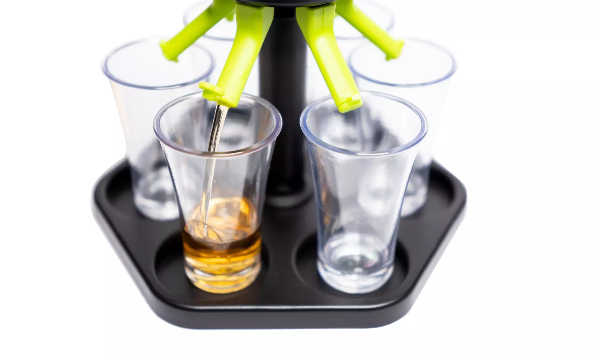 6 Shot Liquor Dispenser/Holder Set with 6 Shot Acrylic Glasses