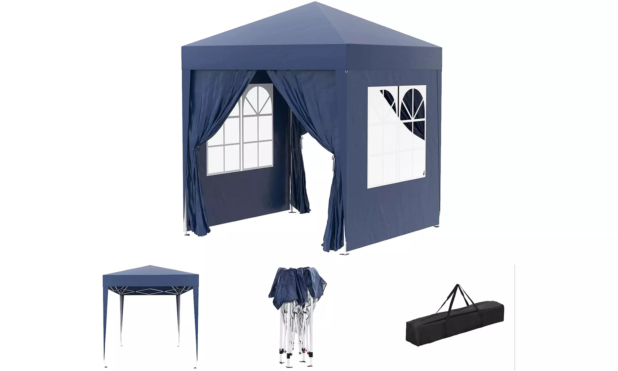 Outsunny Pop-Up Gazebo 2m x 2m with Side Panels in Blue, Black, Green