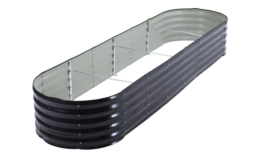 Image 2: Open-Bottom Sectioned Galvanized Steel Raised Garden Bed 320cm x 80cm 