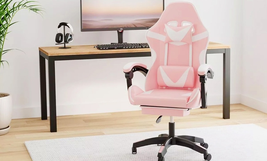 Image 8: Chaise de gaming ergonomique avec repose-pieds, soutien lombaire